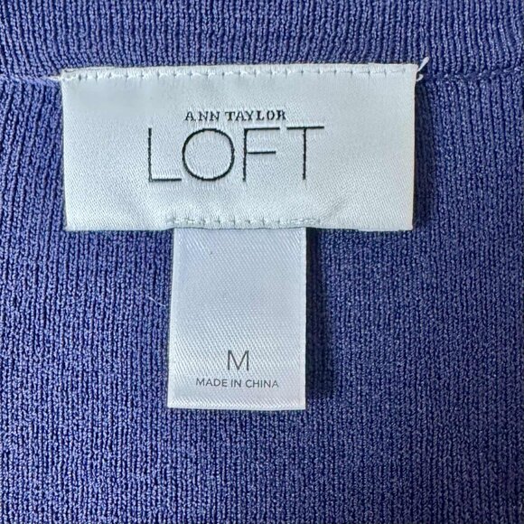 Ann Taylor LOFT Navy Short Sleeve Sweater Top with Embellished Trim – Size M - Picture 7 of 9